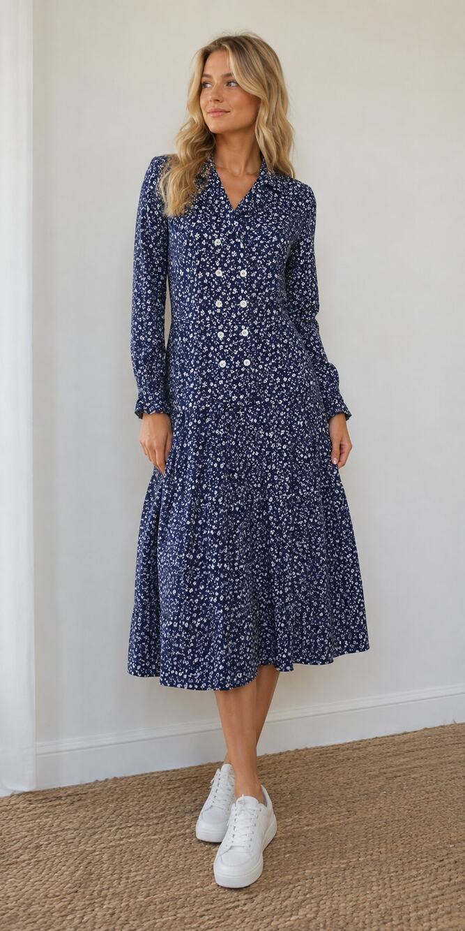 Vintage 90s Blue White Skirt Set Sz XS  Abstract Print Preppu Career